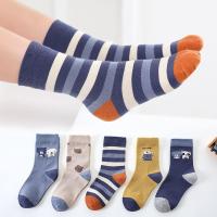 儿童袜子秋冬中筒袜耐脏吸汗保暖棉男童小孩中大童春秋棉袜_883 中大童成人适合鞋码39-42码 小熊乐园5双