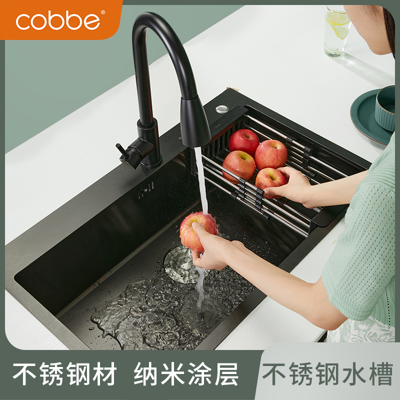 卡贝黑色不锈钢手工大口径水槽