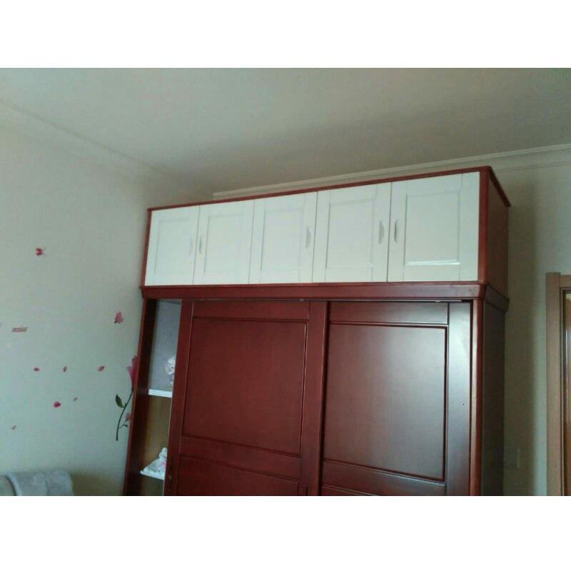 森美人实木顶柜储物柜顶箱柜原木橡木色胡桃色榉木色海棠色衣柜上的顶柜 胡桃色3门