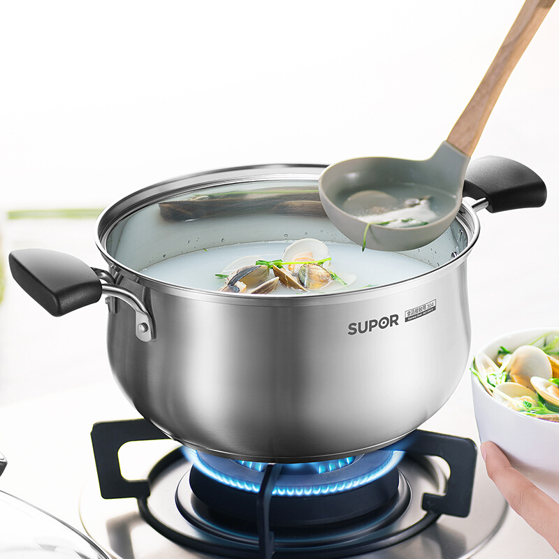 苏泊尔(SUPOR)ST20H1时尚304不锈钢汤锅20cm电磁炉通用