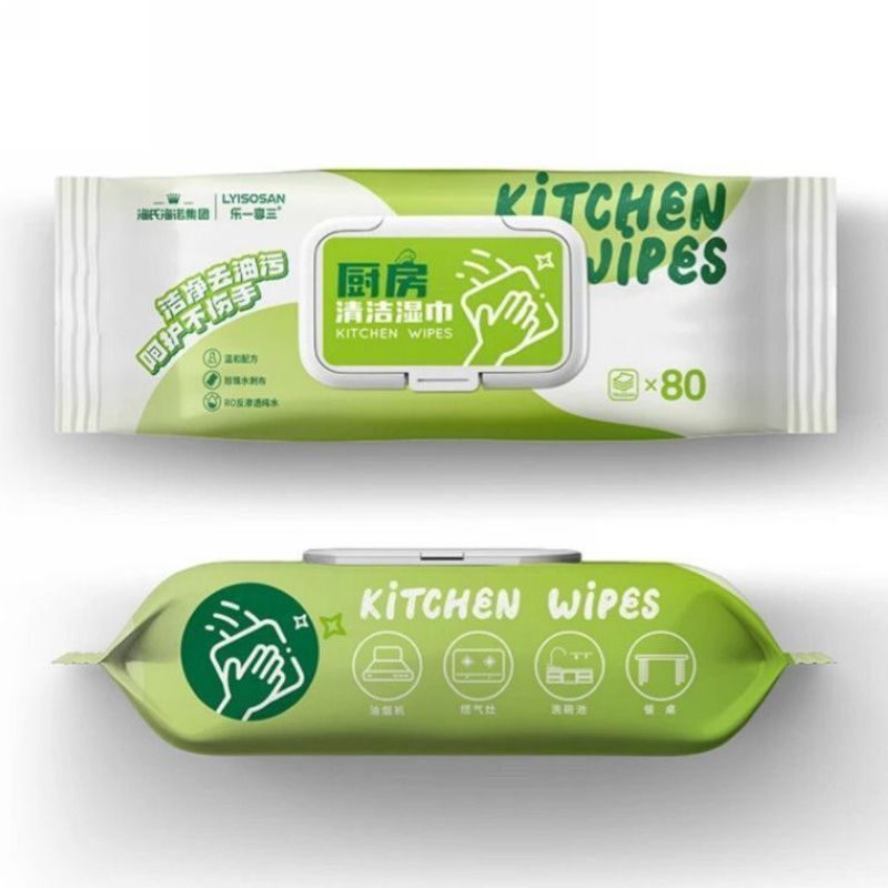 海氏海诺 80抽家庭装厨房清洁湿巾家用厨房卫生清洁去油污不伤手无纺布清洁湿巾高清大图