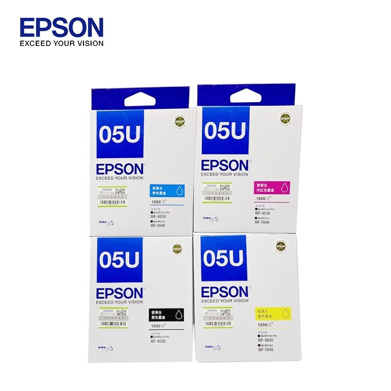 爱普生(EPSON) T05U1-T05U4四色墨盒套装黑/青/红/黄(适用WF-4838机型)约4800页墨盒