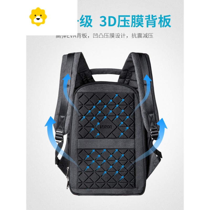 FENGHOU男士帆布双肩包运动款旅行大容量商务电脑包潮牌简约背包潮流书包高清大图