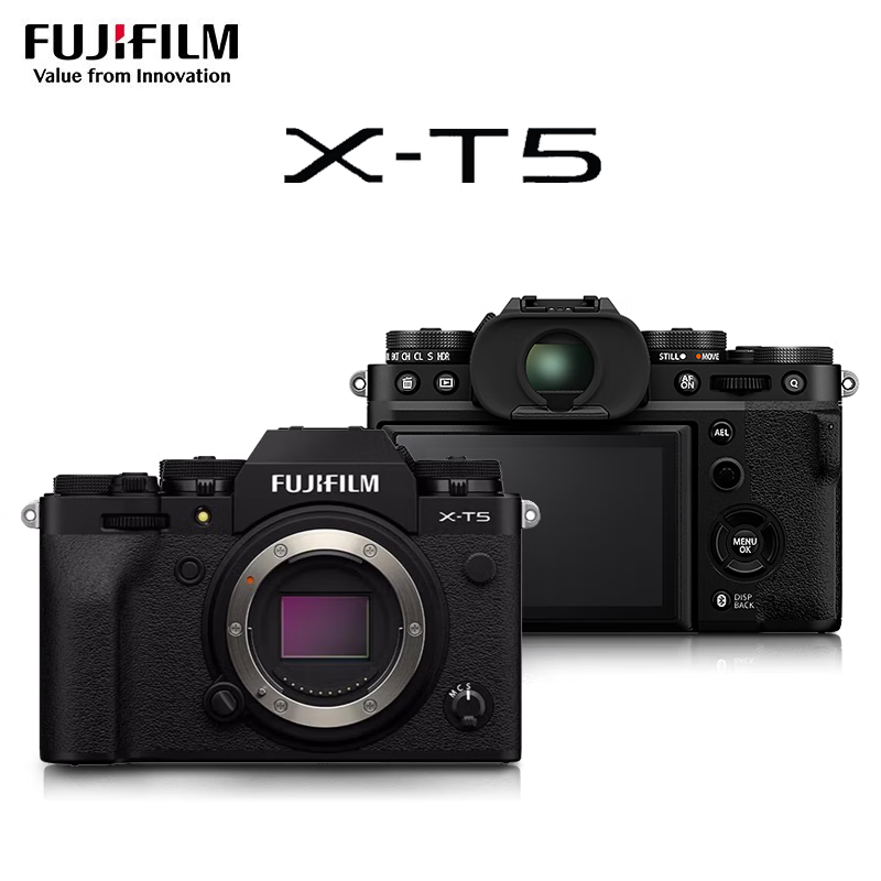 富士(FUJIFILM)X-T5/xt5微单相机4020万像素7.0档五轴防抖6K30Pxt4升级版 X-T5黑色 单机身 海外版