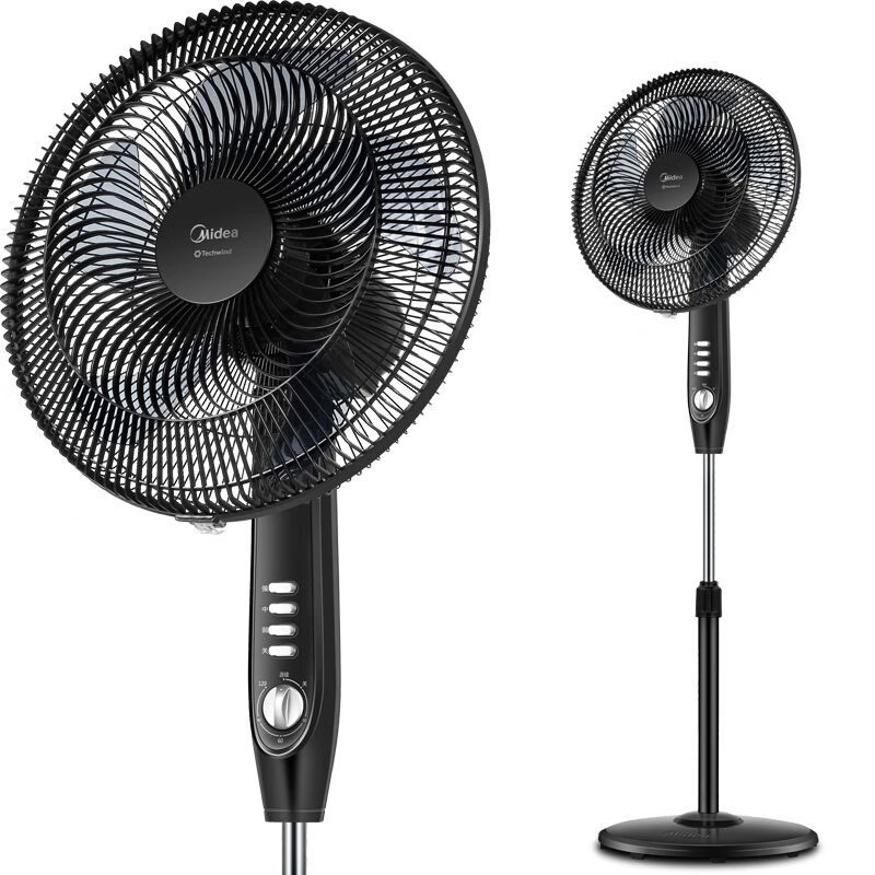 美的/Midea 电风扇 FSA40YD 落地式 按键式 五叶 摇头 60W 3档 有定时/2小时 黑色