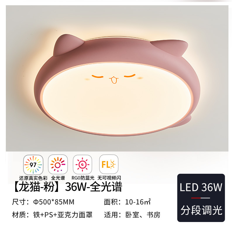 雷士照明儿童房灯主卧室灯全光谱吸顶灯男孩女孩房间灯具龙猫灯