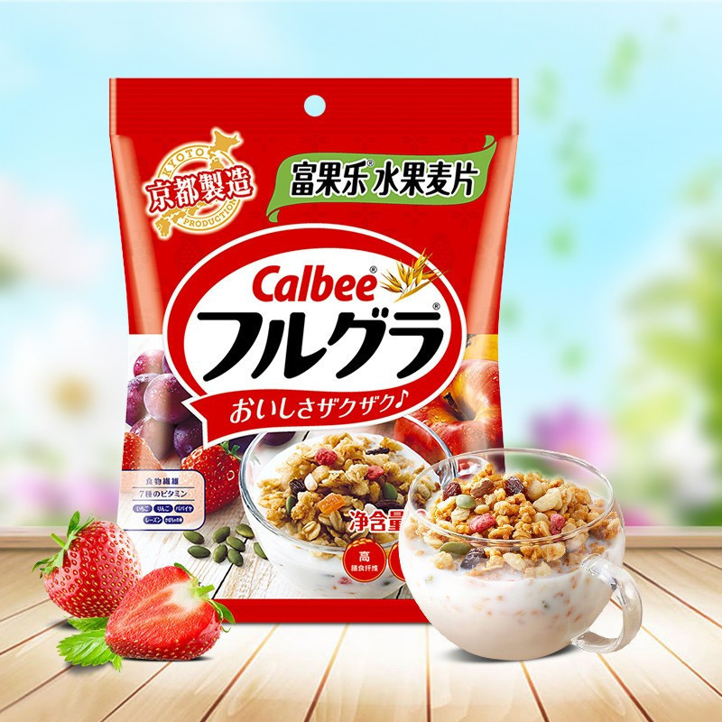 calbee卡乐比进口原味水果麦片700g2袋即食燕麦片早餐饱腹食品冲饮