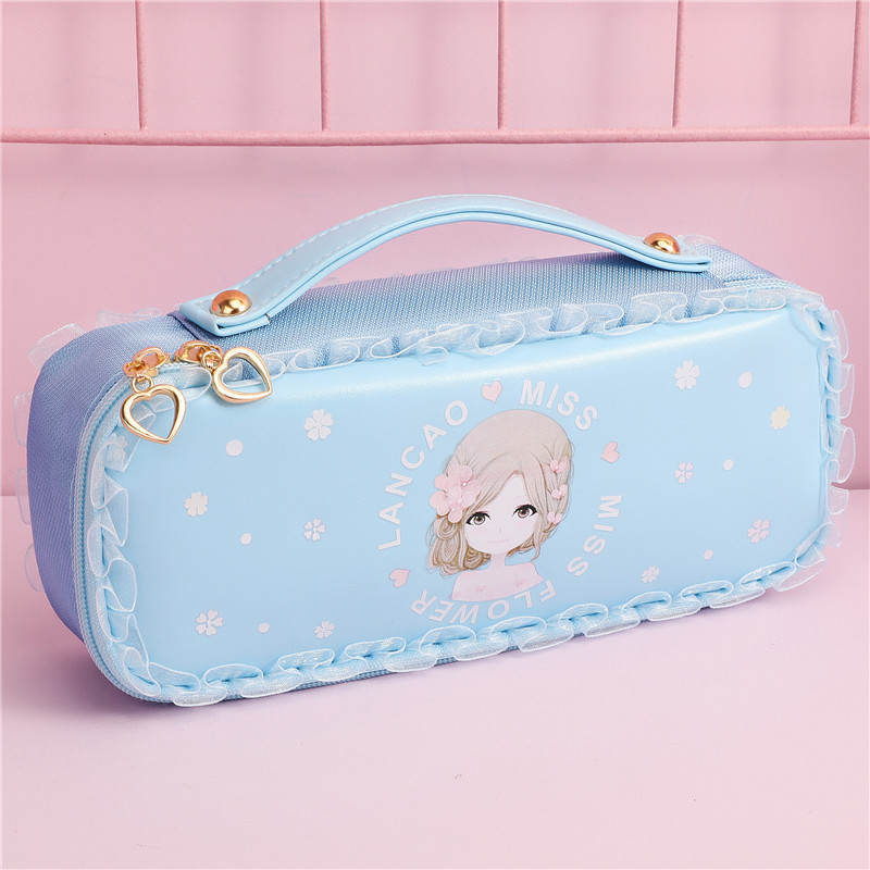 笔袋女文具盒防水笔袋防脏耐脏女生小学生蕾丝公主小仙女花语姑娘卡通