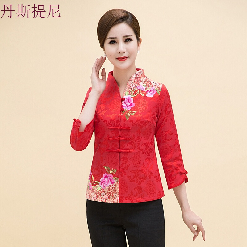 春夏汉服中式改良复古盘扣唐装女装七分袖茶人服中袖旗袍上衣