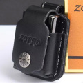 ZORRO佐罗煤油打火机配件真皮套牛皮防划痕保护套通用个性防丢套手工带扣别腰 黑色