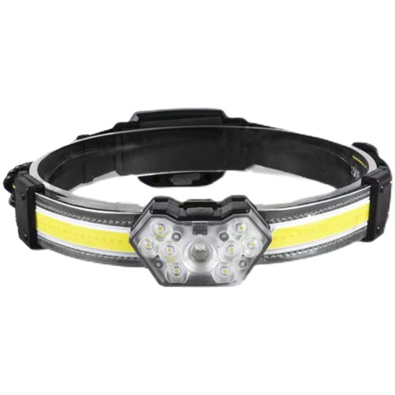 光源速GYS5128-A高亮LED跑步灯红光警示灯USB充电分体式大泛光头灯 黑色 黑色