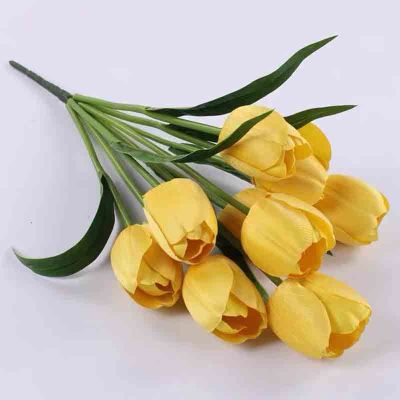 户外花坛仿真花9头郁金香花箱插花假花 500枝起售 9头大郁金香（黄色）