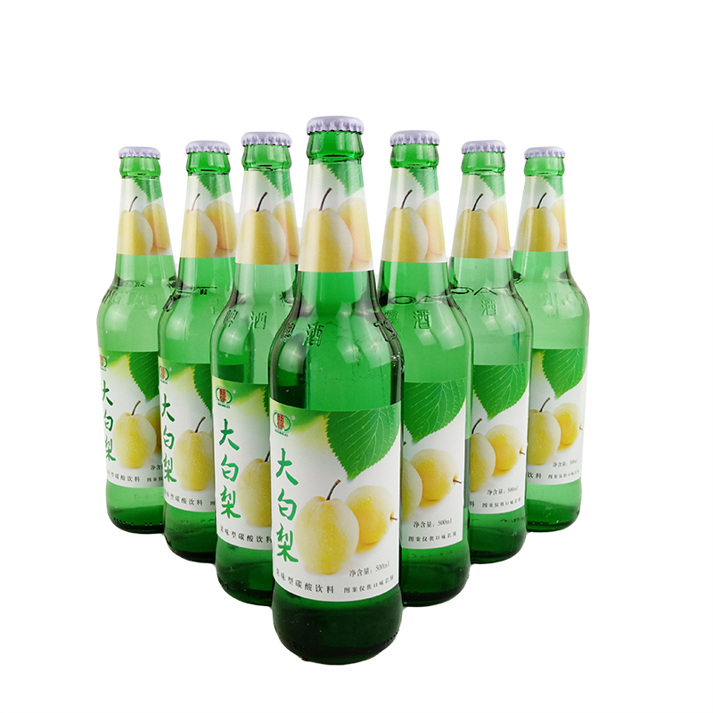 东北大白梨老式汽水80后怀旧大香槟大白梨玻璃瓶果味碳酸饮料500ml12