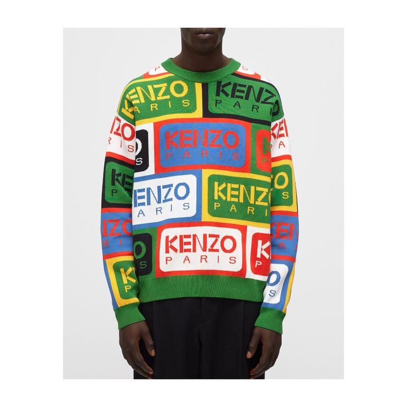 高田贤三(Kenzo)纯棉圆领罗纹饰边针织套衫男运动休闲套头衫秋冬高清大图