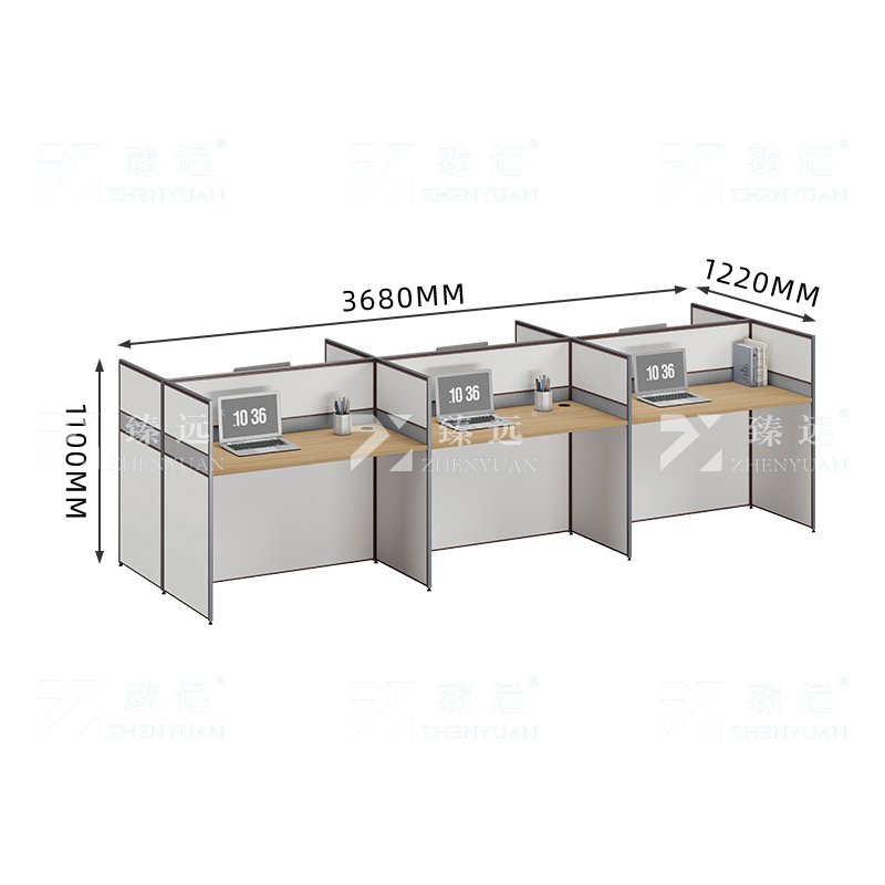 臻远 ZYGW-003职员桌办公桌屏风工作卡位对坐六人位高清大图