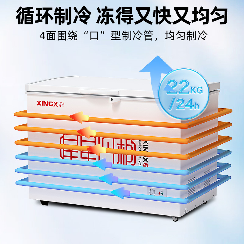 星星(XINGX) BD/BC-305E 305升 商用大柜 顶开门 冷藏冷冻转换柜 强效压缩机 卧式冷柜
