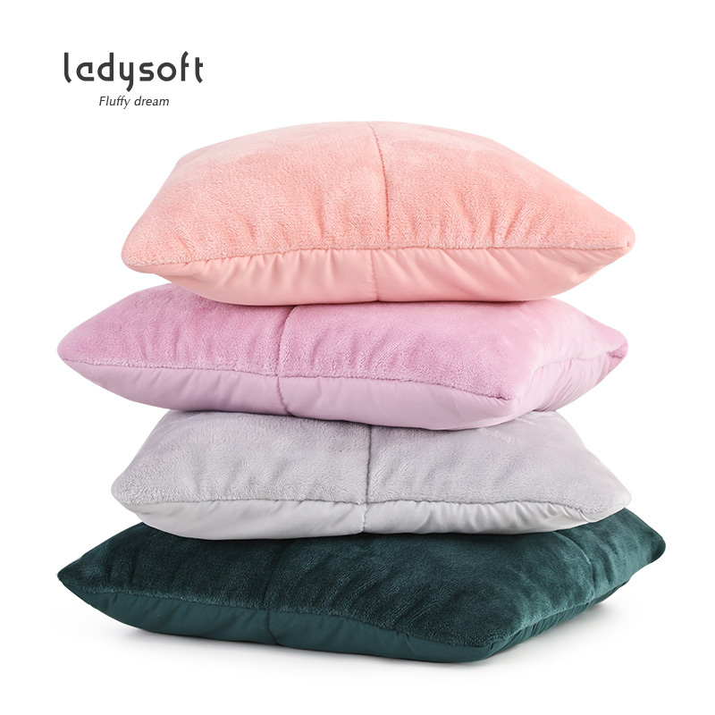 ladysoft御棉堂 磨毛多功能抱枕被法兰绒靠枕40*40cm/平铺110X150抱枕毯子两用