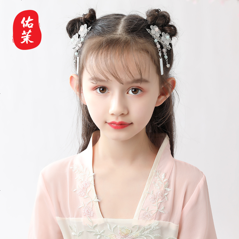 汉服头饰儿童流苏步摇发簪超仙复古女童古风唐装古装女孩带头饰th98