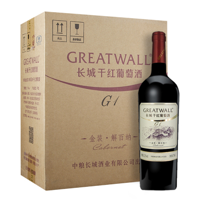 长城金装G1解百纳干红葡萄酒750ml*6支 国产红酒整箱装优惠