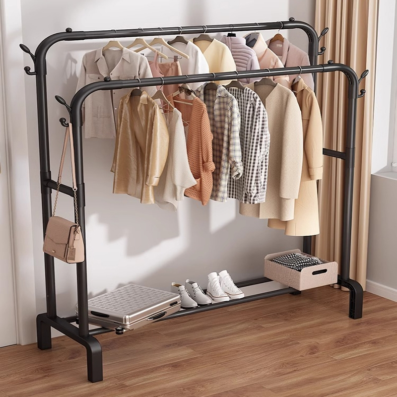 它墅简易晾衣架落地家用衣帽架卧室内挂晒衣架子阳台衣服收纳架挂衣
