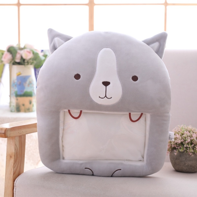 冬天多功能恐龙猫胡萝卜暖手抱枕插手透明可以玩手机神器可视小巧