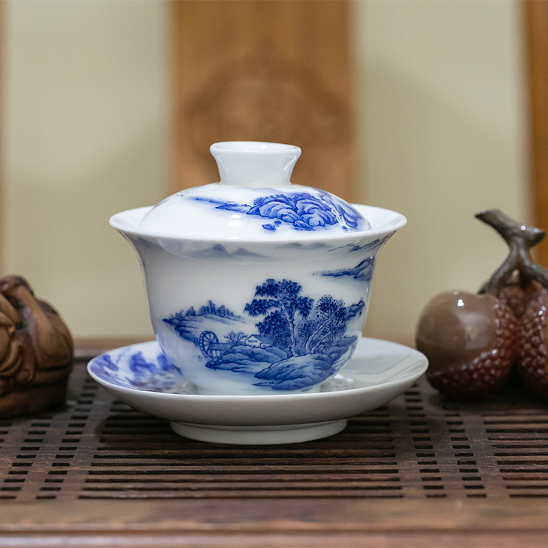 贵苑手工手绘风水盖碗1(陶瓷大师制作)现定制,20天加工