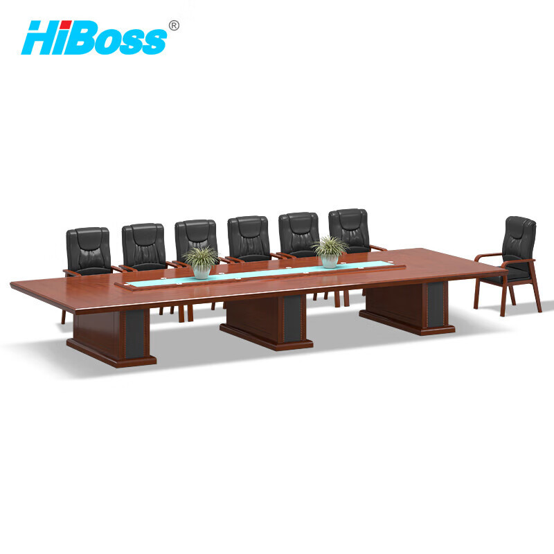 HiBoss会议桌长桌实木贴皮会议台会议室洽谈桌子油漆条形会客桌办公桌6米