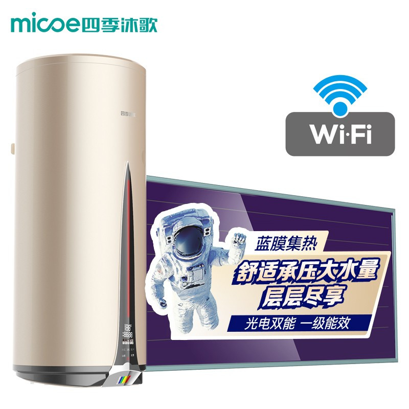 四季沐歌(MICOE)阳台壁挂太阳能热水器 带电加热 平板家用分体式 节能热水器100L 西出口普通款