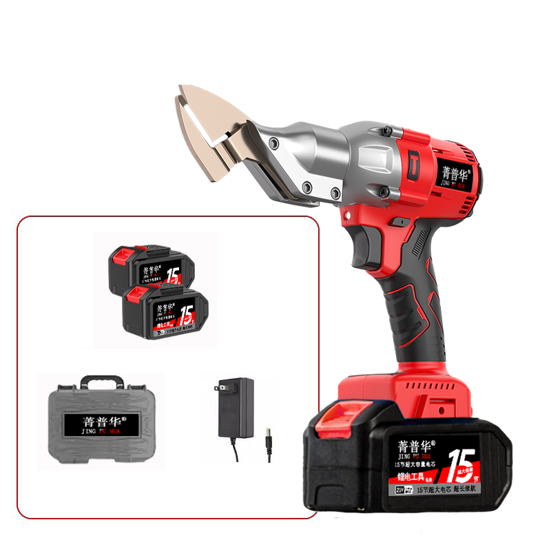 菁普华锂电电动无刷剪刀铁皮剪工业级切割充电剪两电一充套高清大图