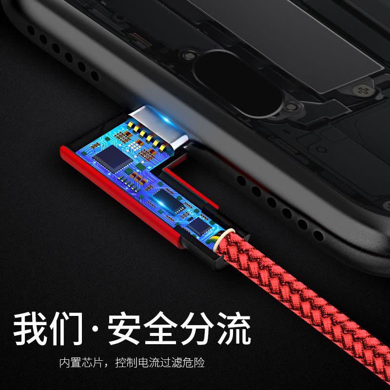 弯头游戏usb加长usb适用三星安卓数据线充电器micro通用快充oppo7x手机充电宝图片