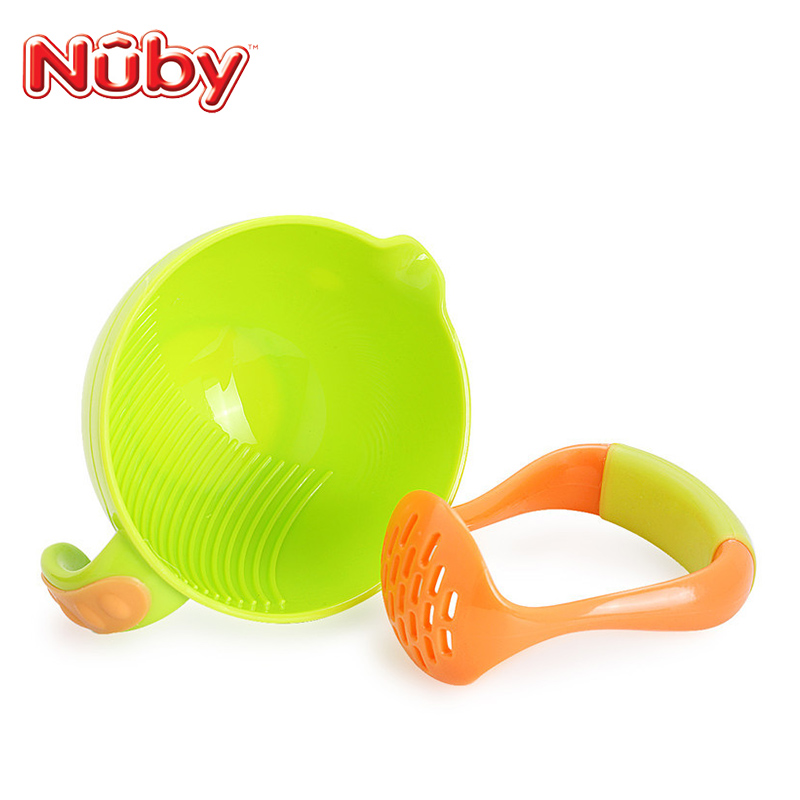 努比(Nuby) 婴儿蒸食研磨碗 宝宝辅食研磨器婴儿手动研磨碗 绿