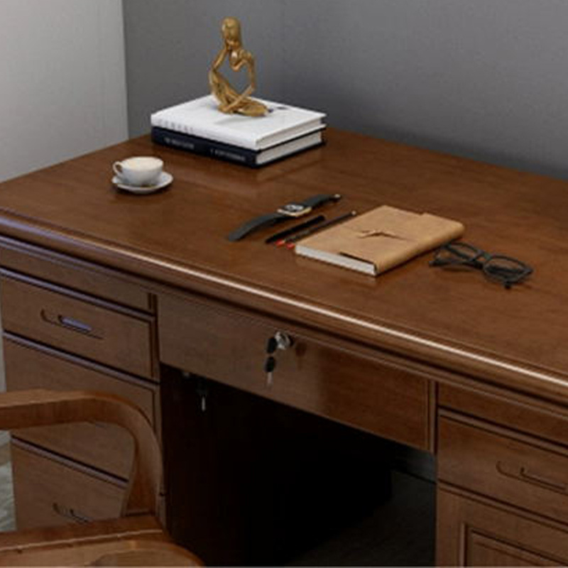 正斌办公桌办公室中式家用书桌写字台单人B款胡桃色1.6米(办公款)高清大图