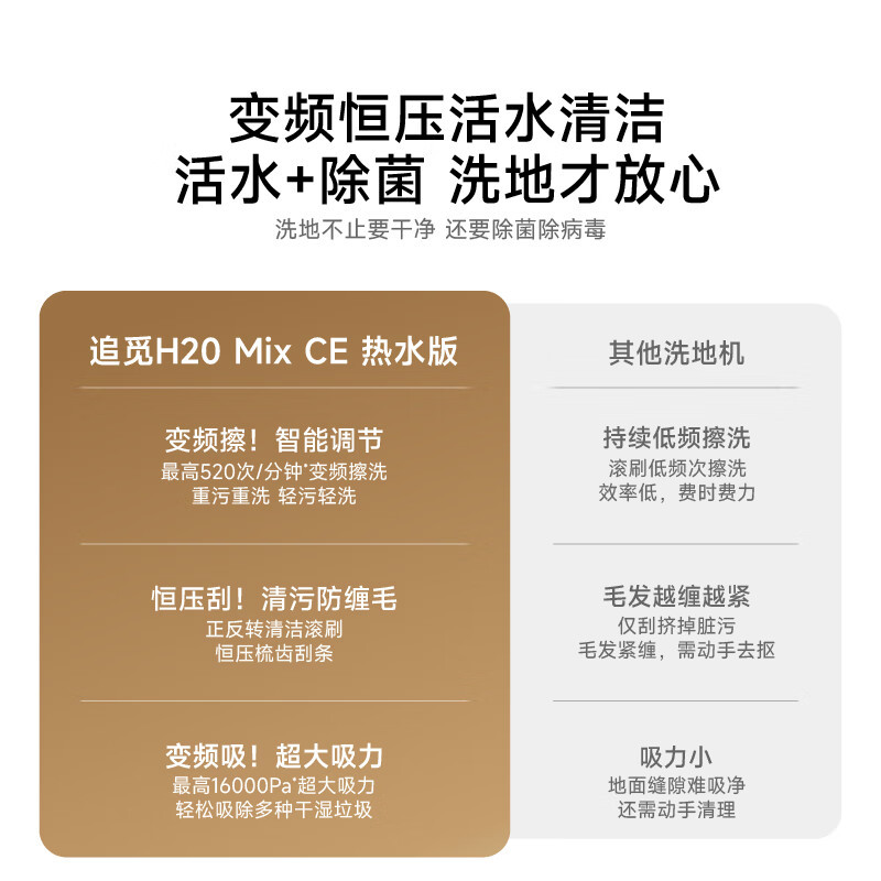 [新品]追觅洗地机洗拖吸扫一体机H20MIX CE热水洗自动清洗