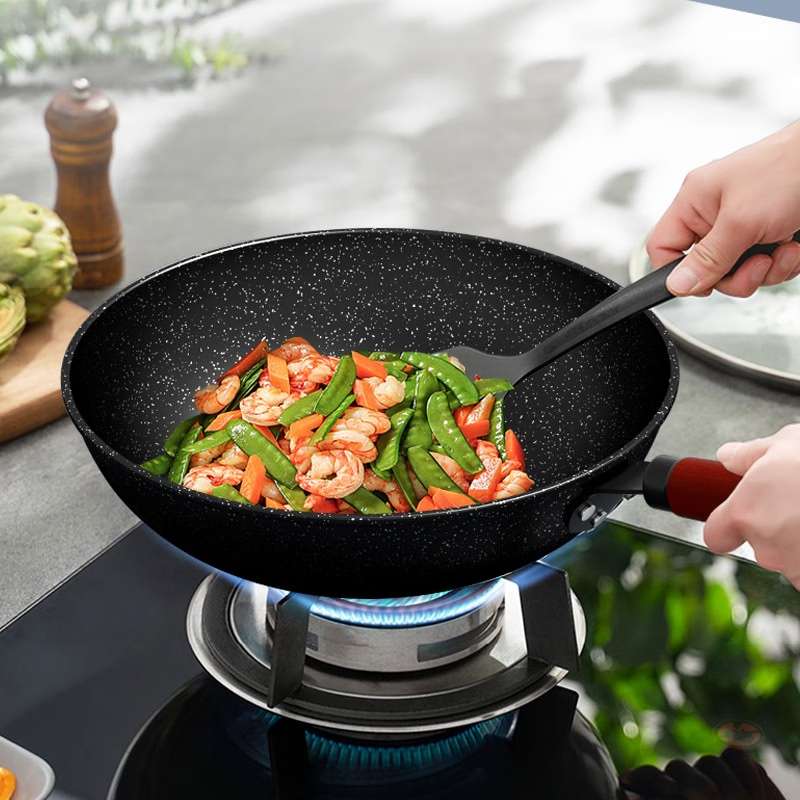 美菱(MELNG) 麦饭石色不粘锅套装 煎锅+炒锅+炖锅套装 家用锅具套装 MGJ-LC3211高清大图