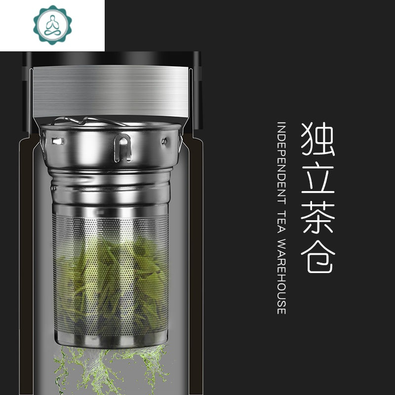 W智能测温双层玻璃杯便携水杯男简约森系创意个性潮流茶杯子. 封后 魅力金400ml+茶仓(智能款)