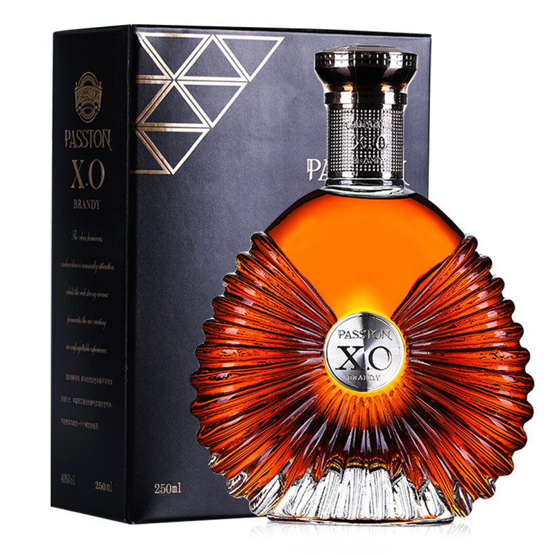 法国原酒进口金钻xo白兰地brandy酒40度洋酒婚宴烈酒250ml礼盒装