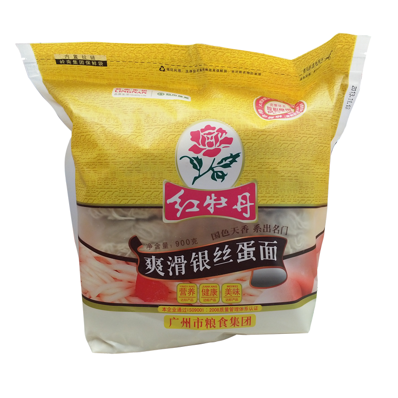 红牡丹 爽滑银丝蛋面900g