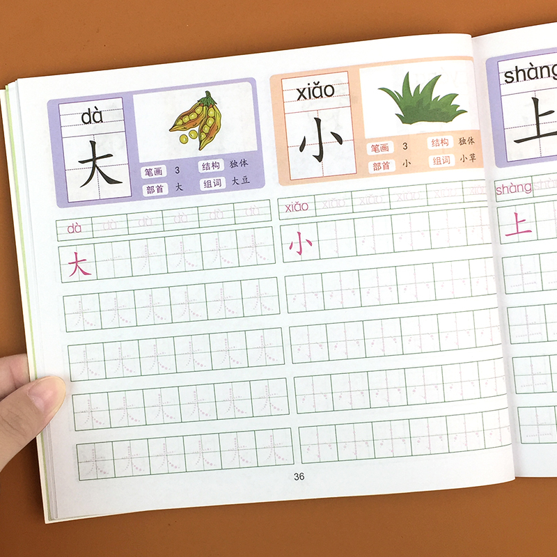 [推荐]全阶学前600字4本 [正版]视频版-学前600字点阵控笔训练汉字描红练字帖幼小衔接幼儿园中大班一年级田字格高清大图