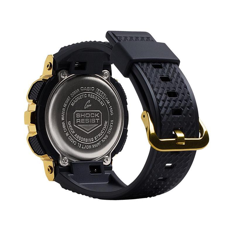 卡西欧(CASIO)男款石英表52mm防震防水运动手表金色表壳黑树脂表带