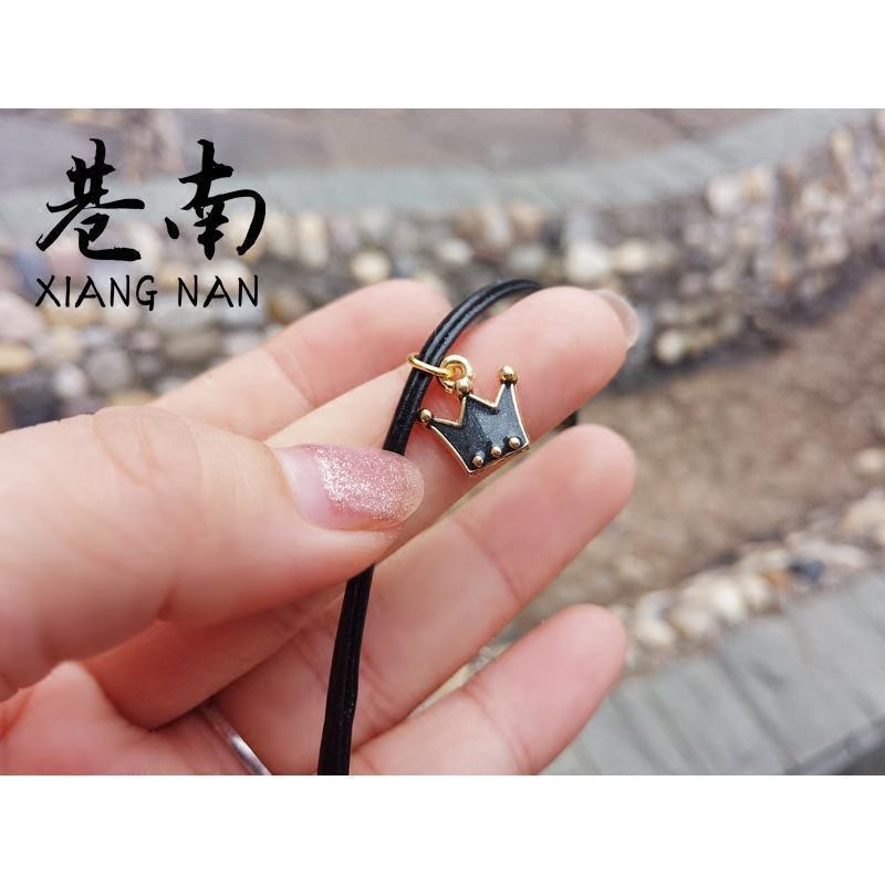 手工定制原宿复古简约细皮小皇冠颈链脖带项圈女锁骨项链送女朋友七夕情人节礼物