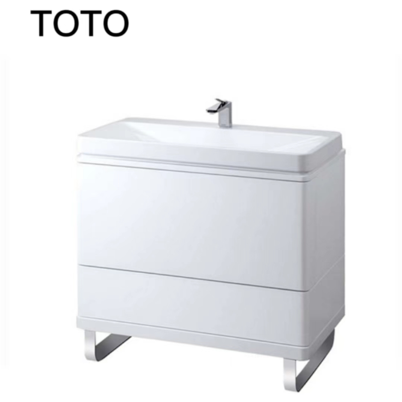 TOTO浴室柜组合LBNW901W 双开门落地式90CM 大容量洗漱化妆镜台