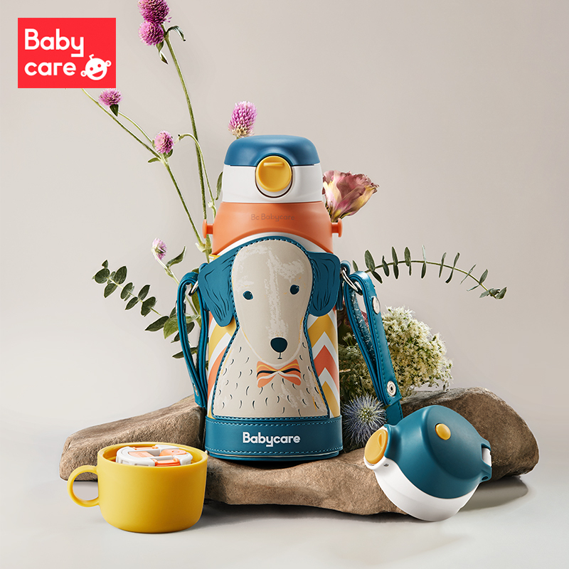 babycare儿童保温杯316 保温用品 婴儿宝宝学饮杯带吸管水杯防摔幼儿园水壶伯恩赛忠犬