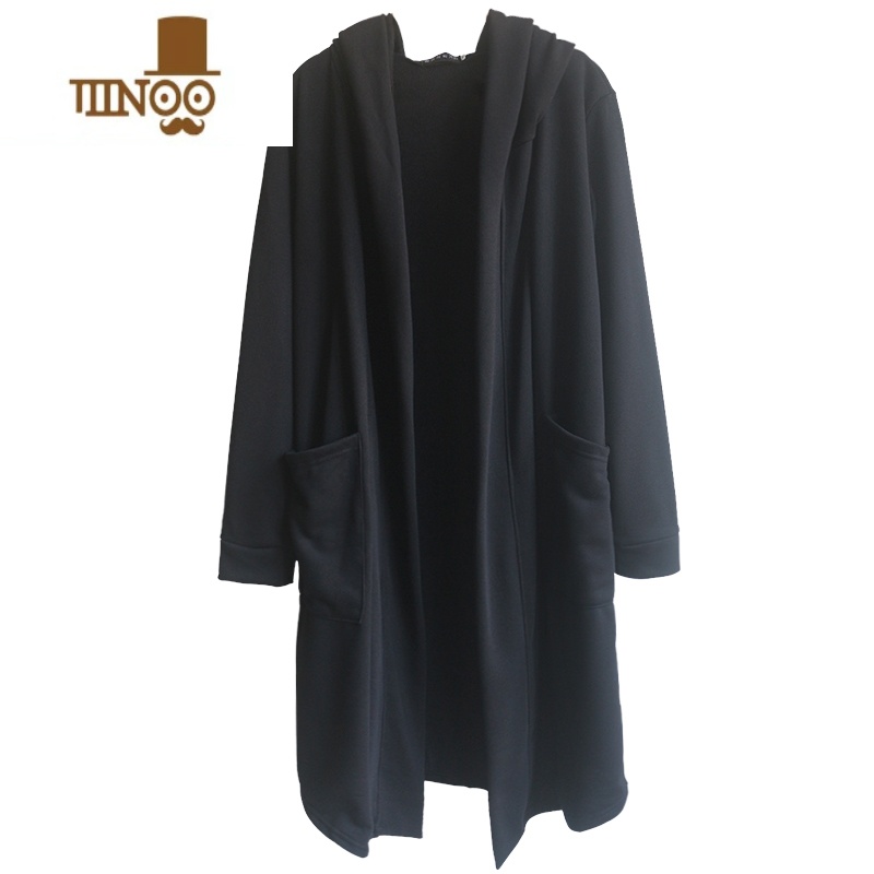 YANXU暗黑系长款风衣男外套宽松连帽英伦风过膝开衫披风休闲斗篷大衣潮高清大图