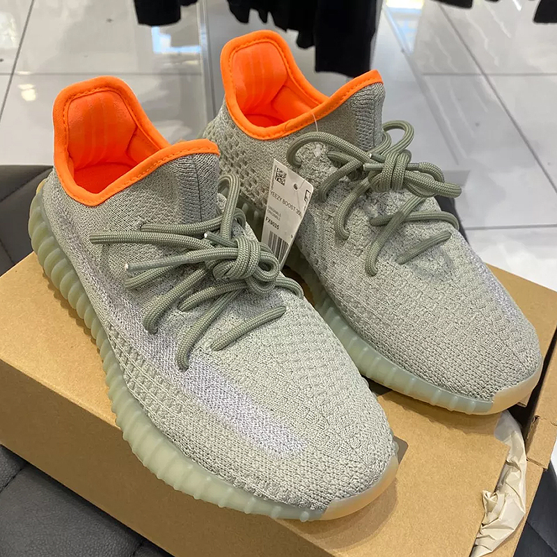 [限量潮鞋]adidas/阿迪达斯 yeezy 350v2 灰橙 侧透满天星椰子跑步鞋