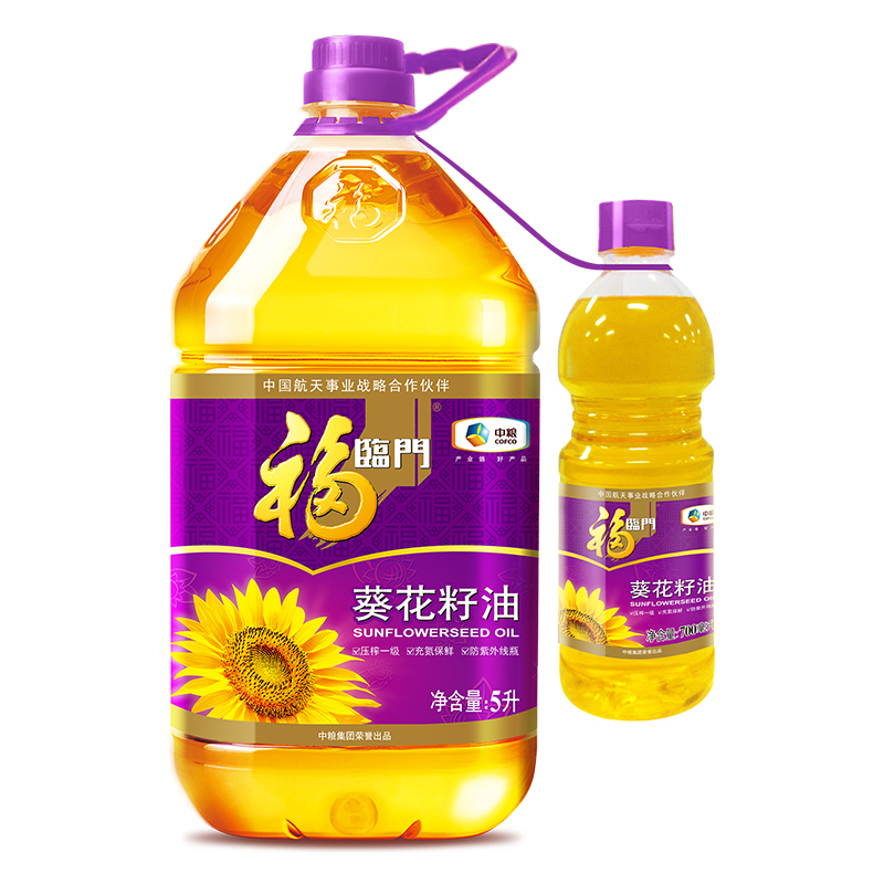 福临门 食用油 粮油 压榨一级 葵花籽油 5L+700ml 家庭装 中粮出品