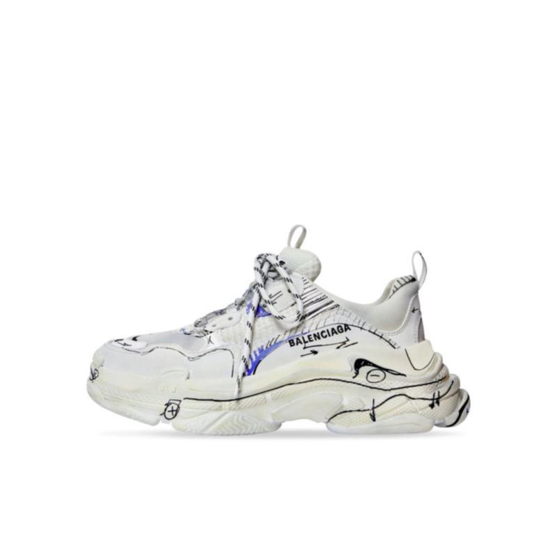 巴黎世家(Balenciaga)男跑步鞋系带低帮板鞋多层泡沫透气网面复杂外底时尚百搭户外休闲鞋