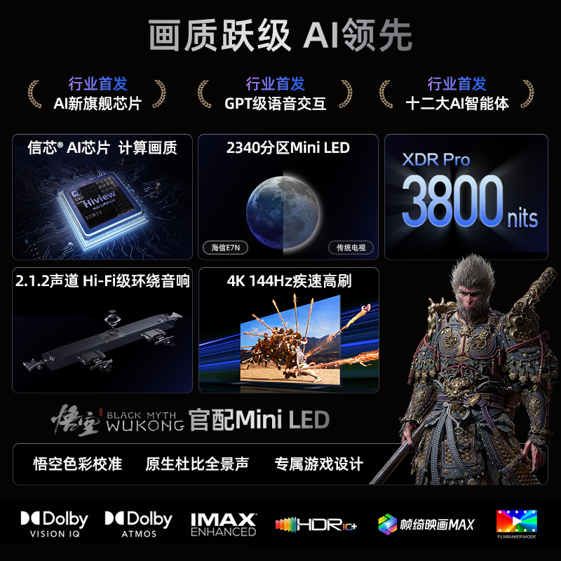 海信电视75E7N 75英寸 Mini LED DeepSeek AI电视机 以旧换新补贴