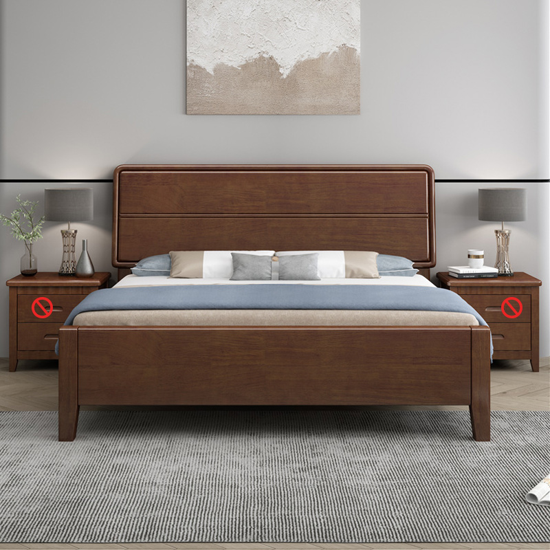 臻远ZY4022909实木床1.8米床 胡桃色高清大图