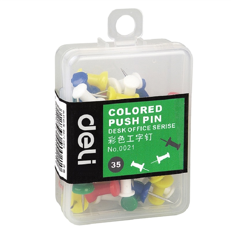 [精选]得力 0021彩色工字钉 图钉 按钉 大头钉(20盒价格)