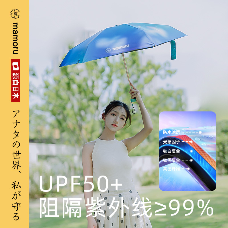 Mamoru六折迷你胶囊伞 防紫外线遮阳伞 六折黑胶防晒伞 便携迷你胶囊太阳伞(颜色随机发货)!高清大图